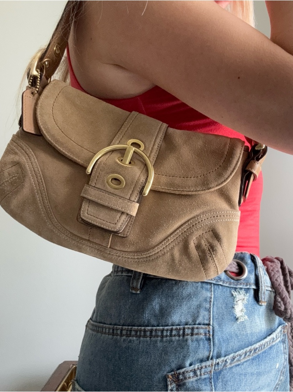 Vintage Y2K Coach Mini Tan Soho Shoulder Bag - Picture 9 of 10
